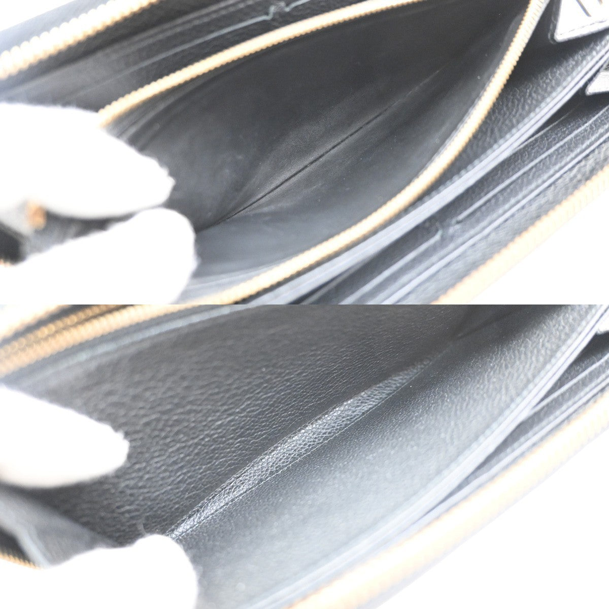 LOUIS VUITTON Zippy Long Wallet Monogram Empreinte Leather Black M61864 80KD173