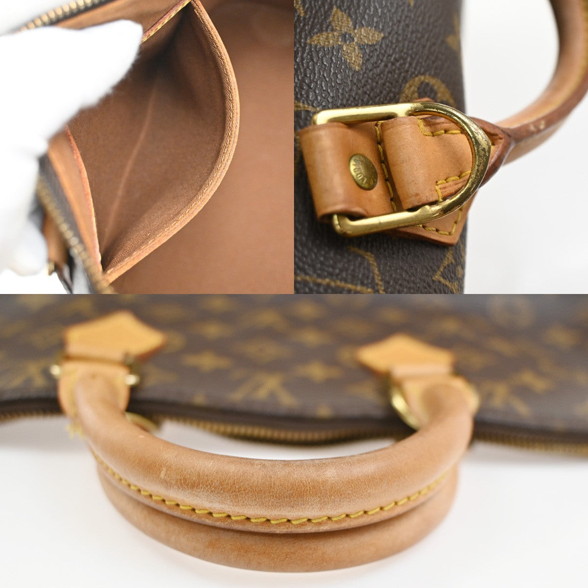 LOUIS VUITTON LV Logo Alma Hand Bag Monogram Leather Brown France M51130 84SA062