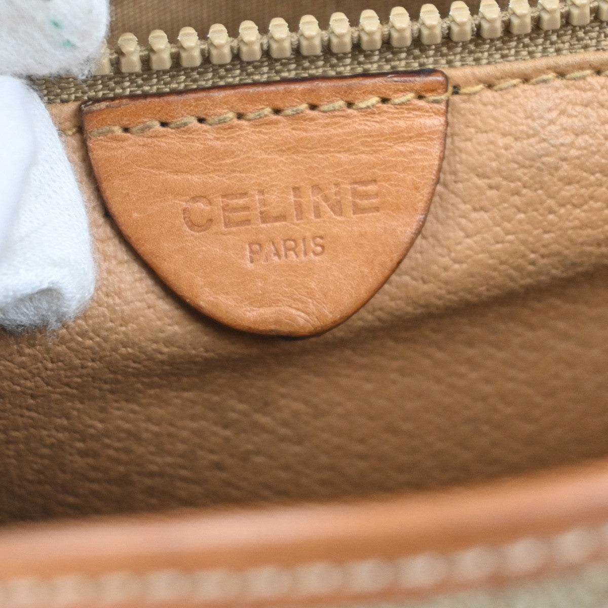 CELINE Logo Macadam Pattern Shoulder Bag PVC Leather Beige GHW Italy 68KC717