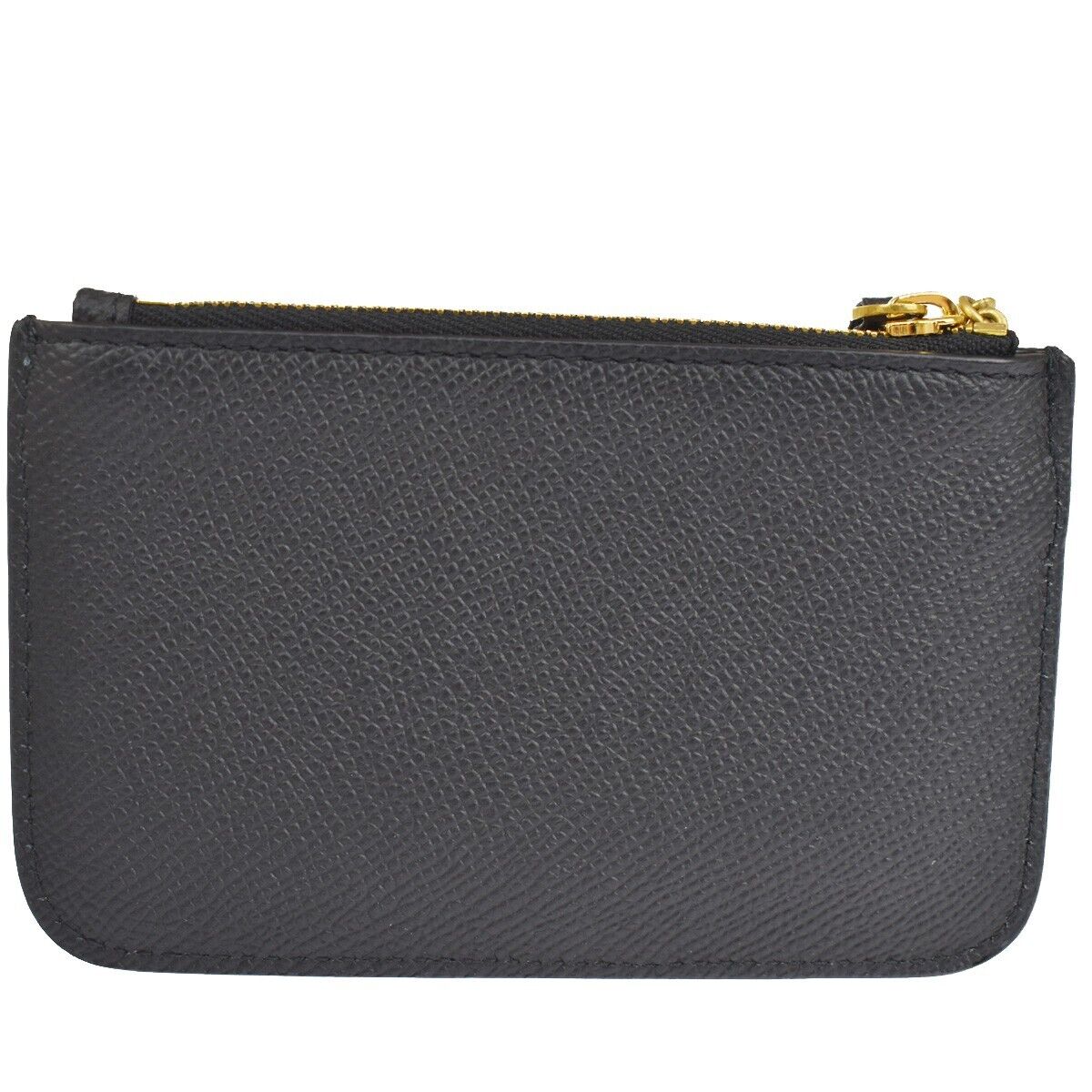 BALENCIAGA BB Logo Coin Wallet Purse Key Ring Leather Black Gold Italy 65RH003