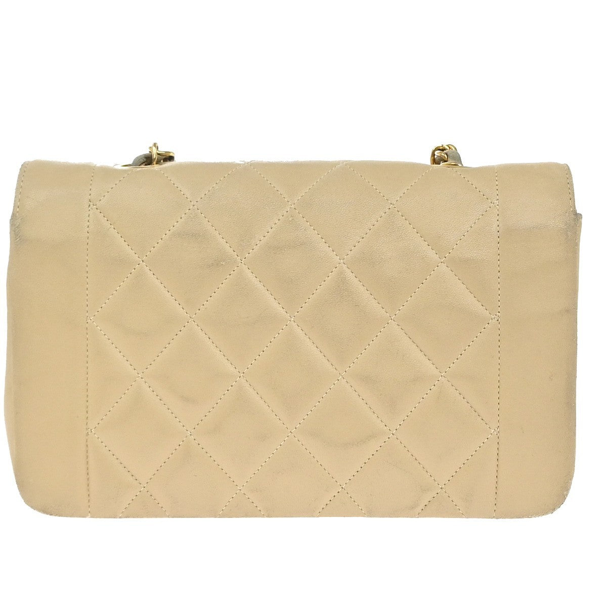 CHANEL CC Diana Matelasse 22 Chain Shoulder Bag Leather Beige Vintage 397RF995
