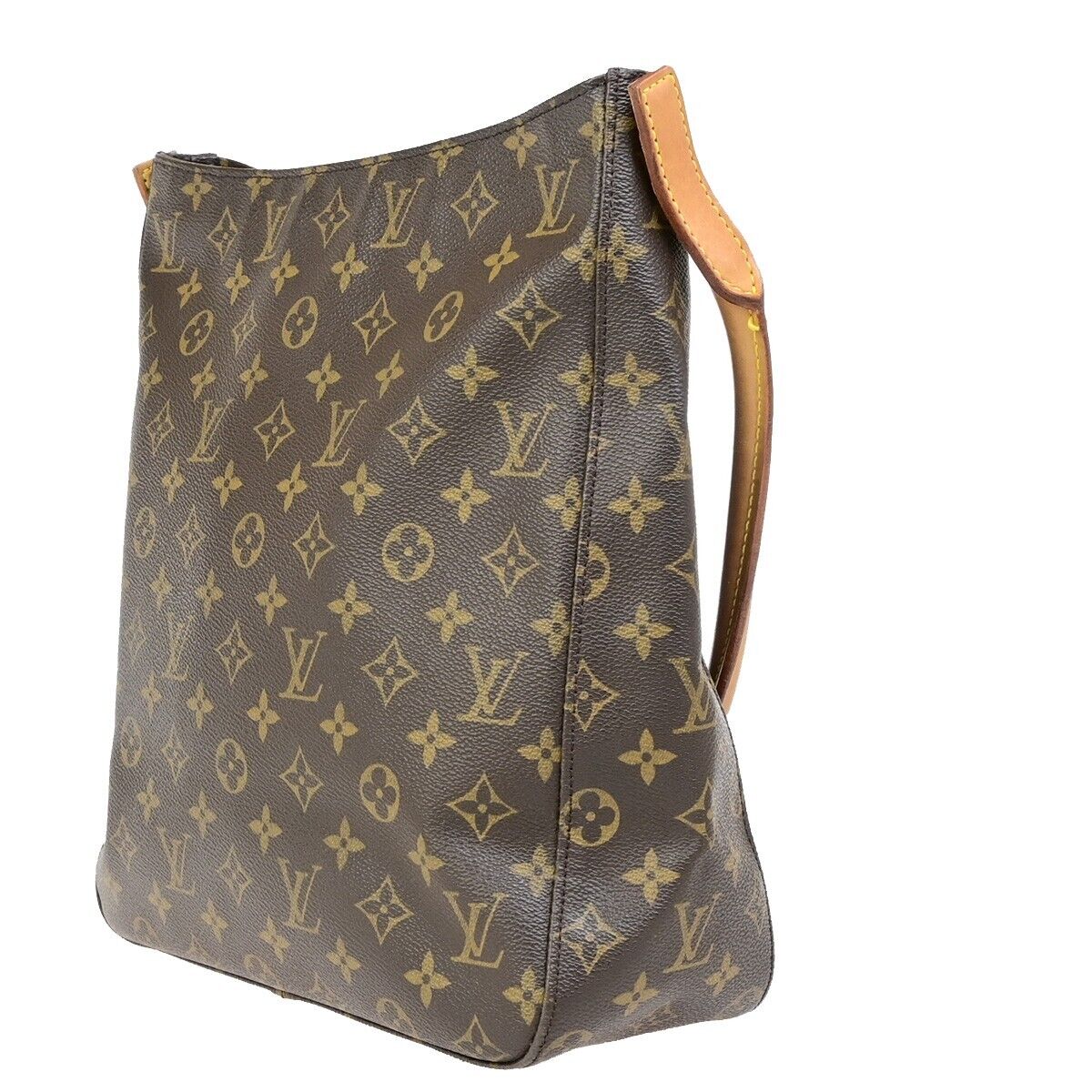 LOUIS VUITTON Logo Looping GM Shoulder Bag Monogram Leather Brown M51145 89ED212