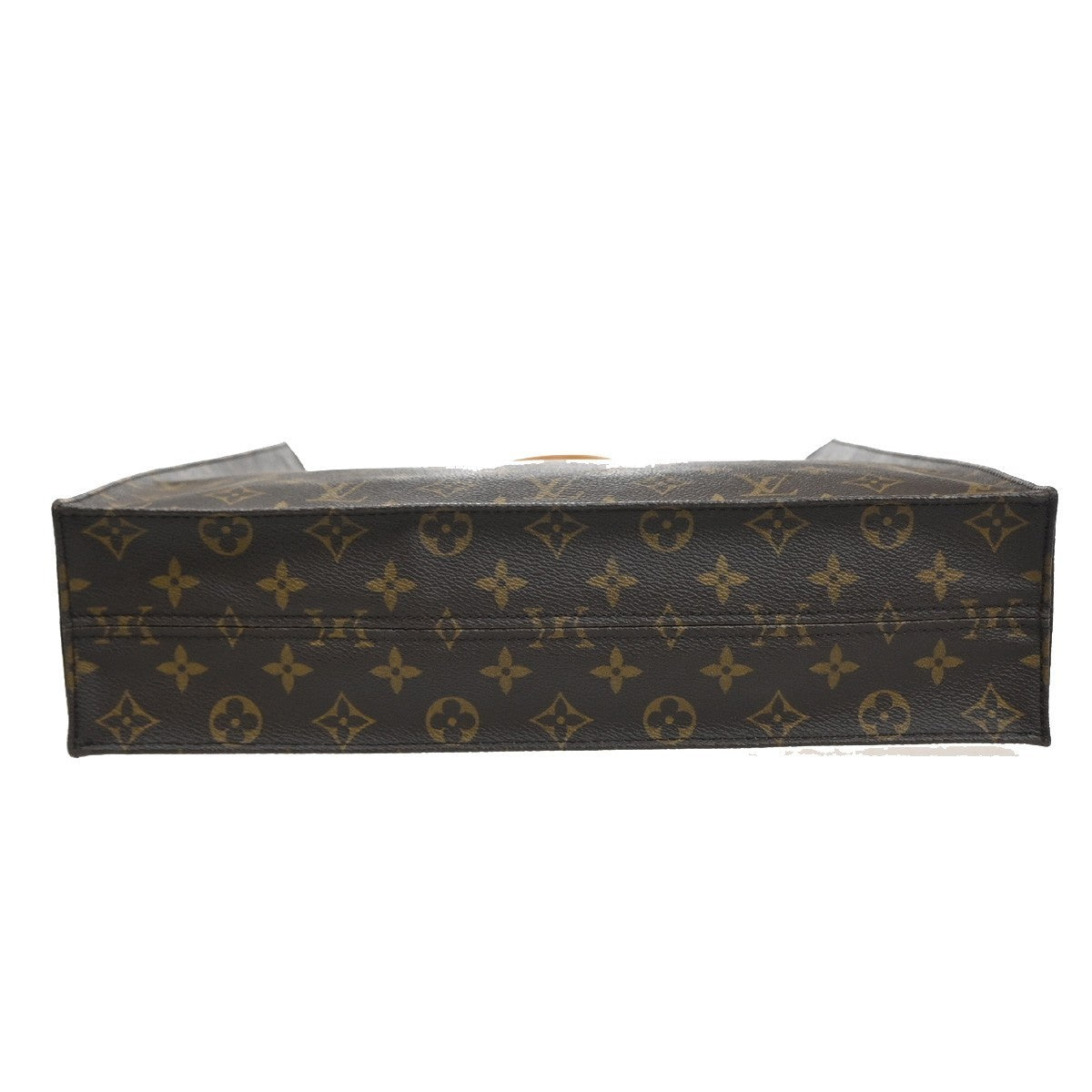 LOUIS VUITTON Logo Sac Plat Hand Tote Bag Monogram Leather Brown M51140 13SA100