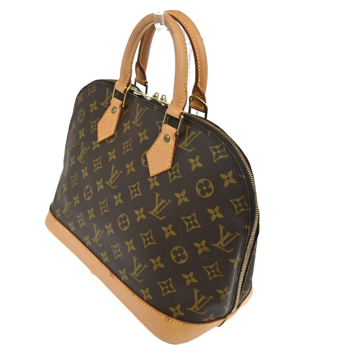 LOUIS VUITTON LV Logo Alma Hand Bag Monogram Leather Brown France M51130 11TA326