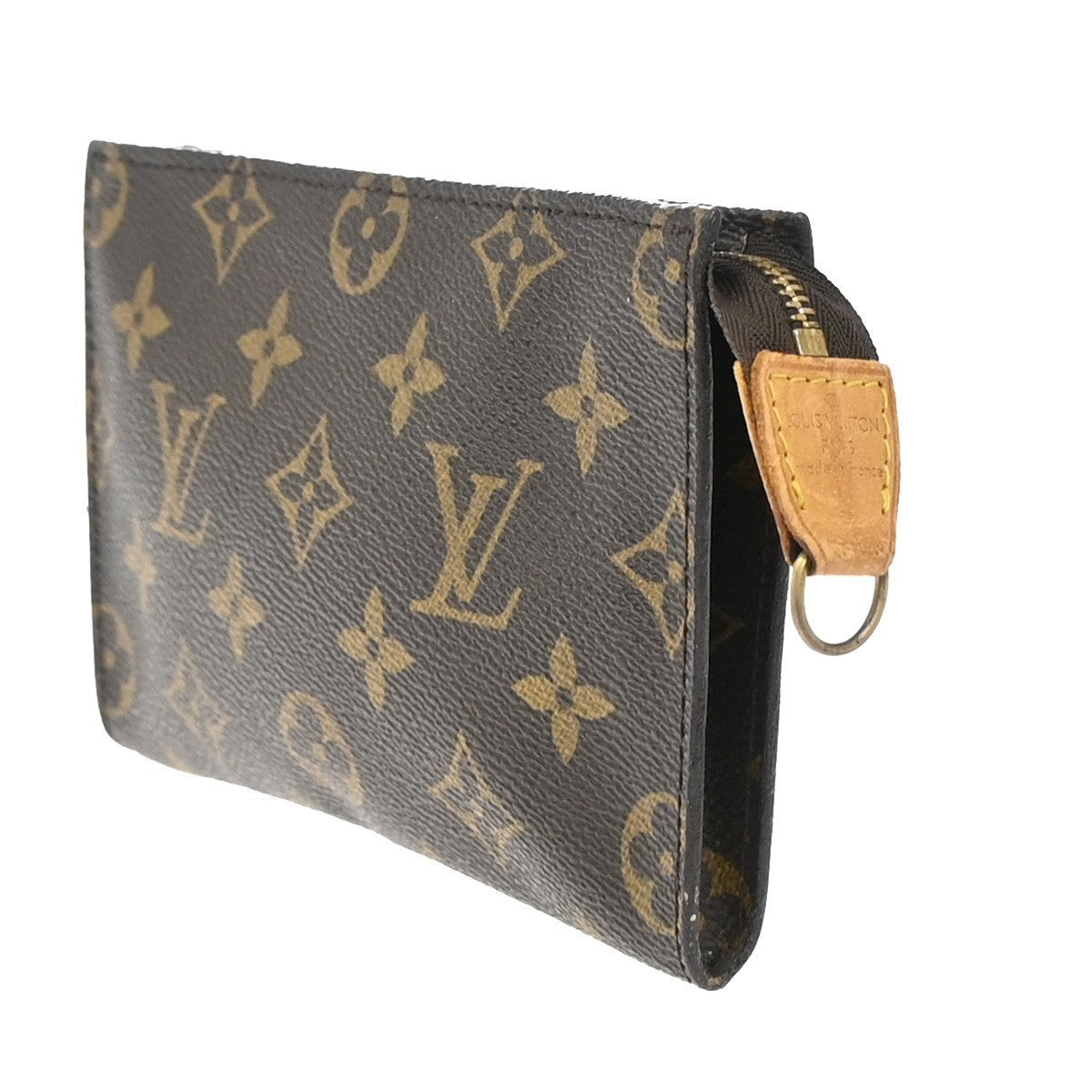LOUIS VUITTON Logo BUCKET PM Pouch Bag Monogram Leather Brown France 60KP175