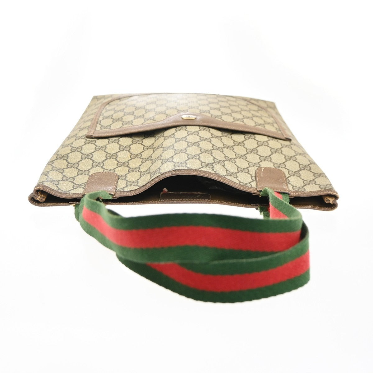 GUCCI Logo Sherry GG Pattern Shoulder Hand Bag PVC Leather Beige Italy 68KC472