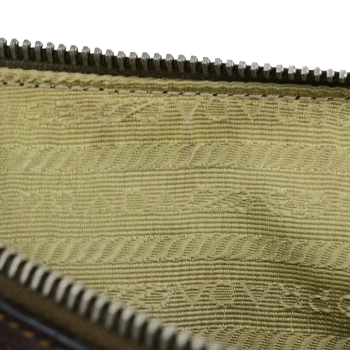 PRADA Logo Crossbody Shoulder Bag Jacquard Leather Brown GHW 60YF090