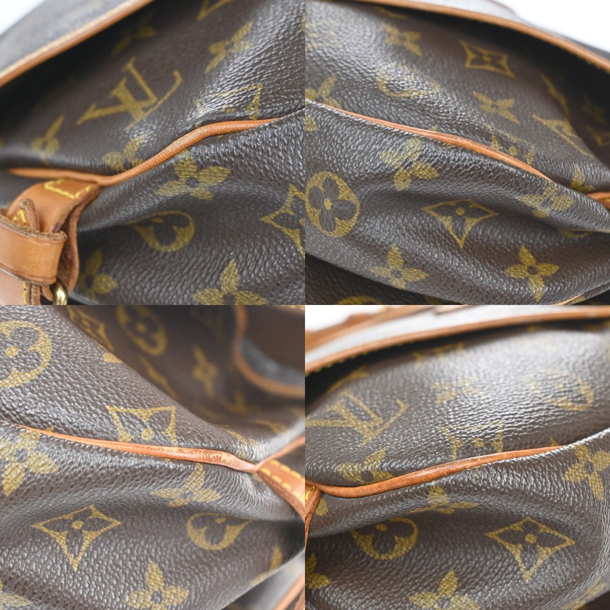 LOUIS VUITTON Logo Saumur 30 Shoulder Bag Monogram Leather Brown M42256 70CA886