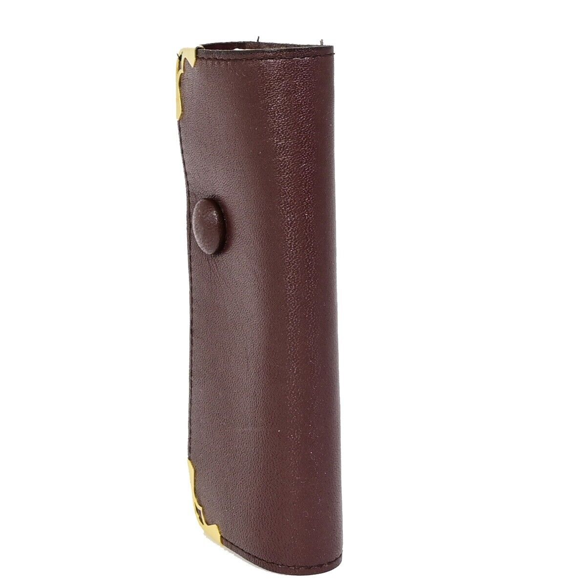 CARTIER 2C Logo 4 Hooks Bifold Key Case Leather Bordeaux Gold 08EB577