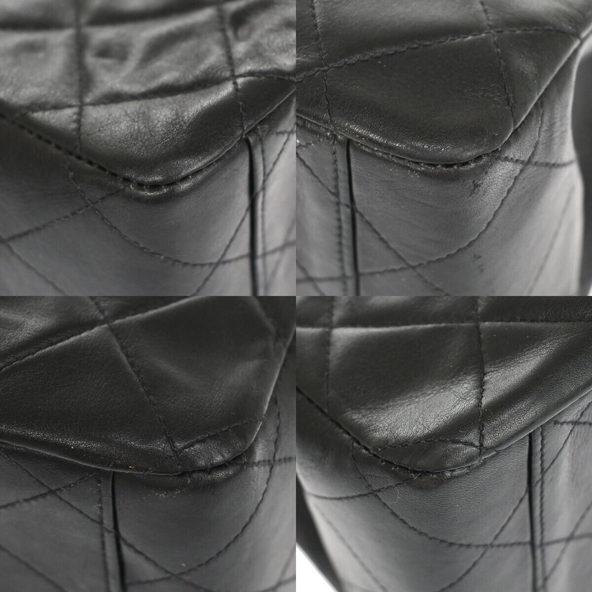 CHANEL CC Maxi Jumbo Matelasse 34 Chain Shoulder Bag Leather Black GHW 858RH948