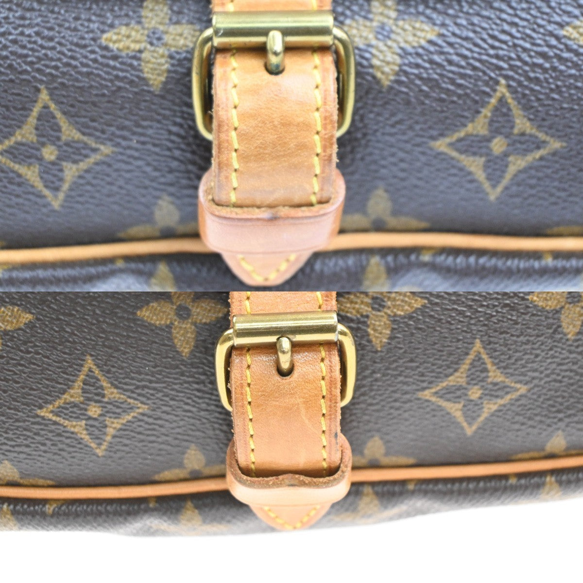 LOUIS VUITTON Logo Saumur 30 Shoulder Bag Monogram Leather Brown M42256 90MA320
