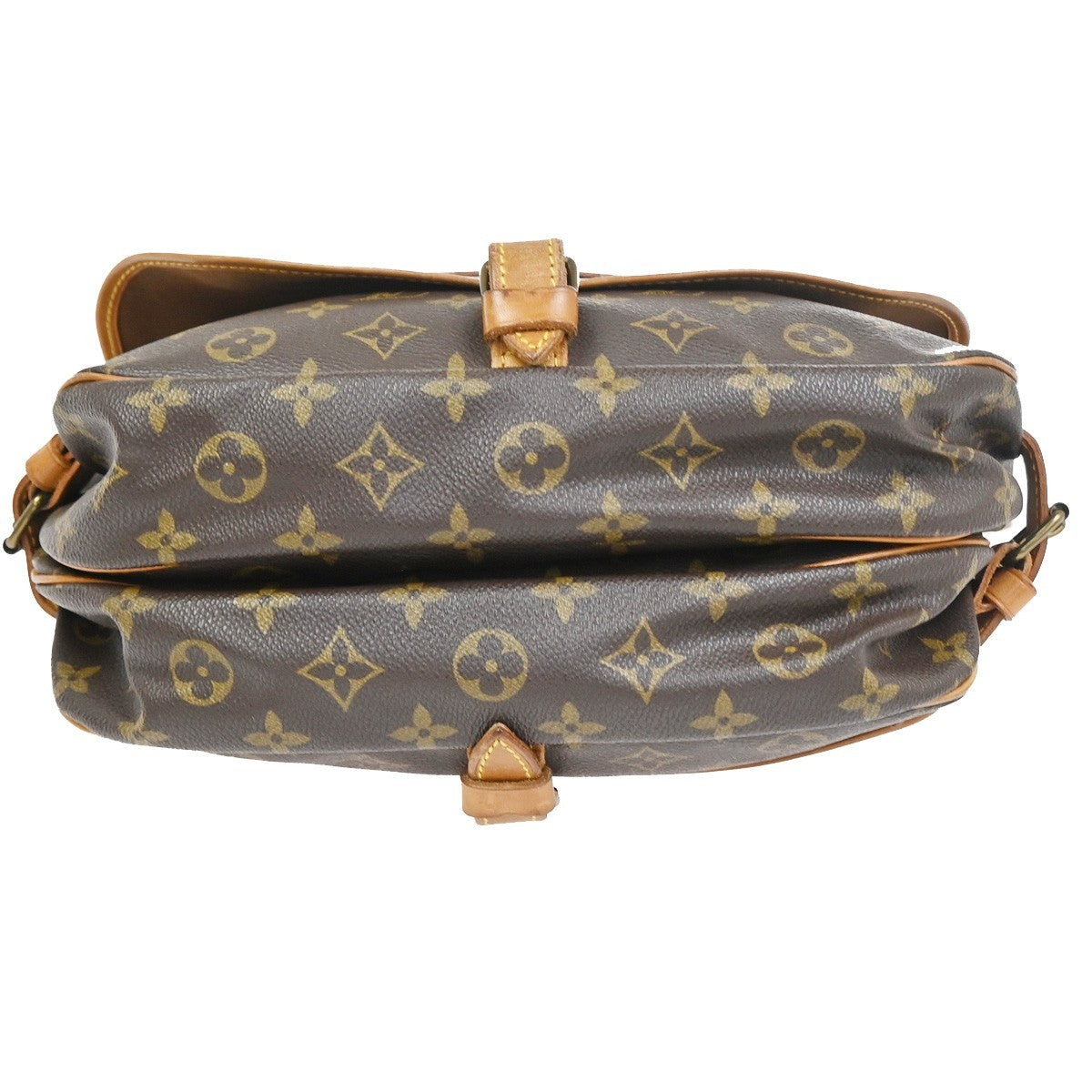 LOUIS VUITTON Logo Saumur 30 Shoulder Bag Monogram Leather Brown M42256 72KC902