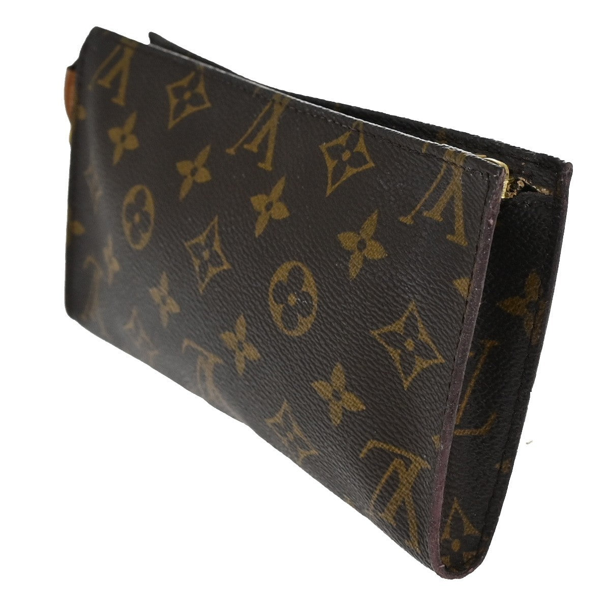LOUIS VUITTON Logo BUCKET GM Pouch Bag Monogram Leather Brown U.S.A 05TA152