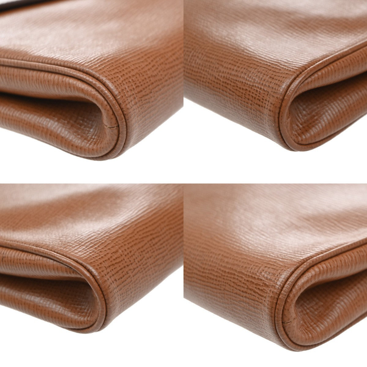 CELINE Logo Circle 2Way Shoulder Clutch Bag Leather Brown Gold Italy 83KP202