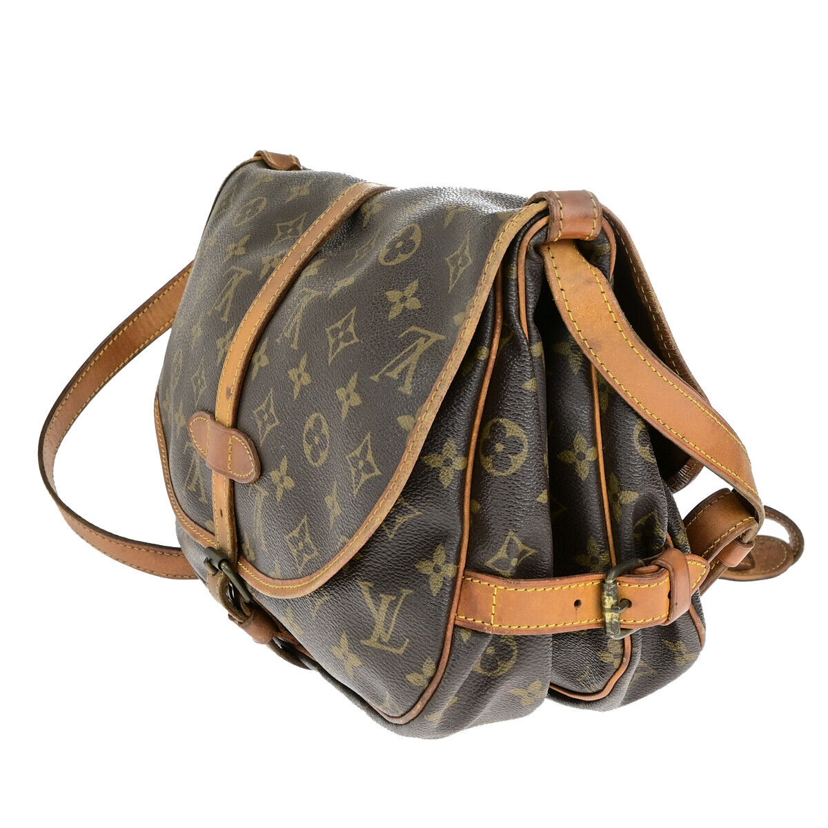 LOUIS VUITTON Logo Saumur 30 Shoulder Bag Monogram Leather Brown M42256 30YG704