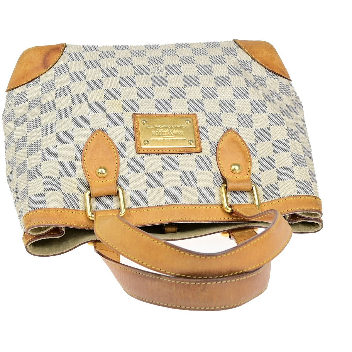 LOUIS VUITTON Hampstead PM Shoulder Bag Damier Azur Leather White N51207 82EC306