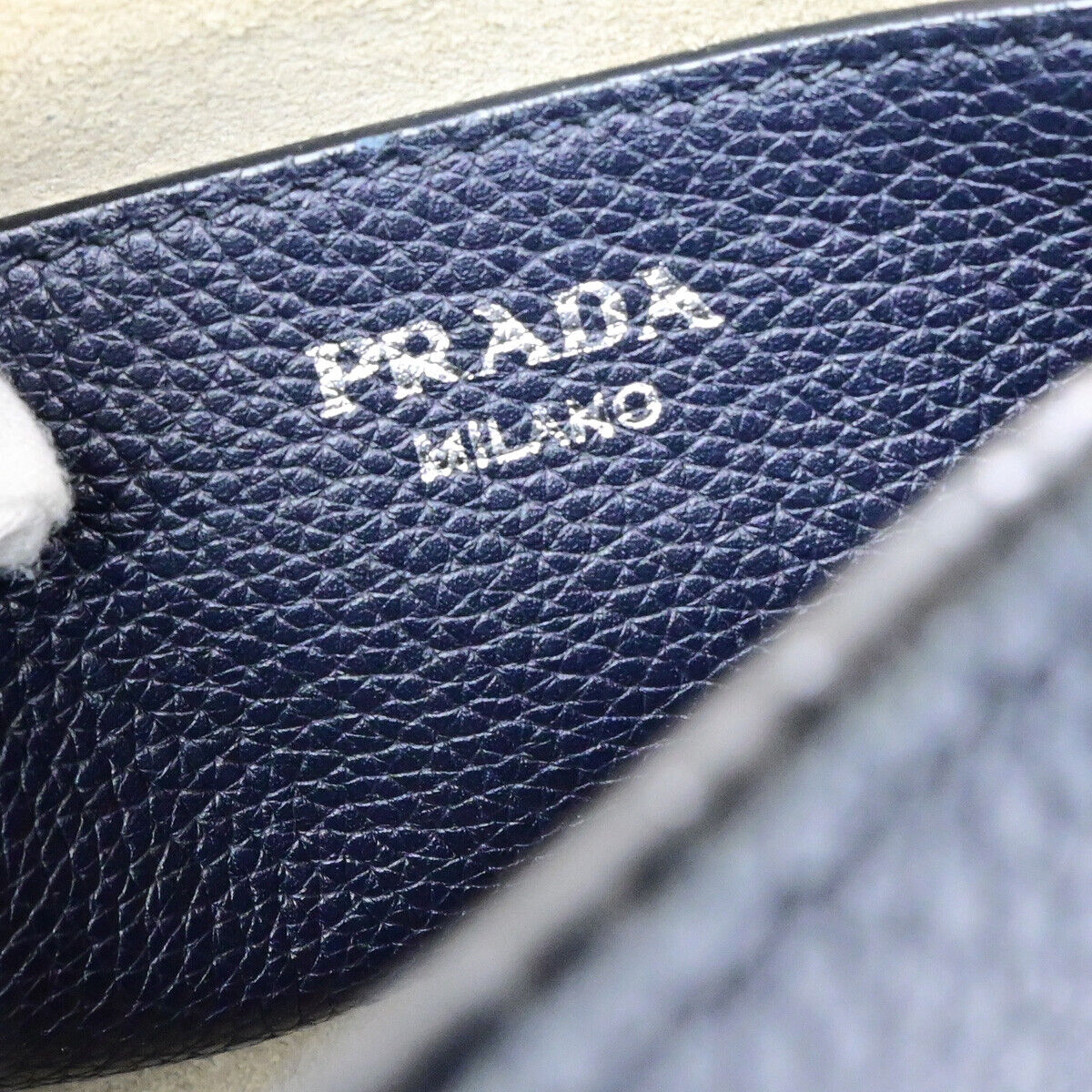 PRADA Logo Backpack Bag Leather Navy Blue Baltico Silver Italy 667RK115