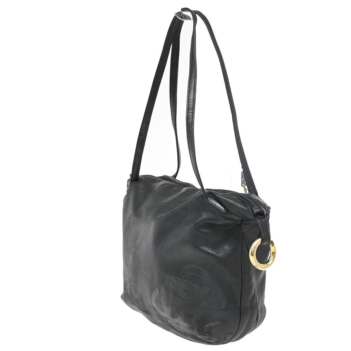 LOEWE LOGO Anagram Shoulder Hand Bag Nappa Leather Canvas Black GHW 60ZA277