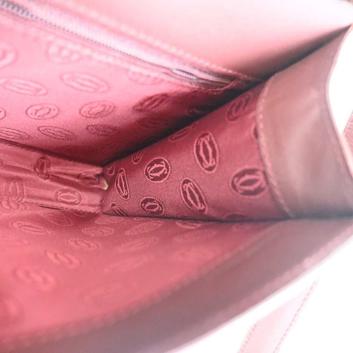 MUST DE CARTIER 2C Logo Crossbody Shoulder Bag Leather Red GHW Spain 63ZA358