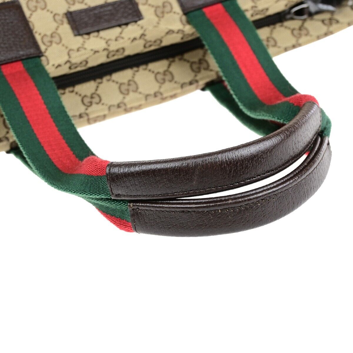 GUCCI Sherry GG Pattern Mothers Shoulder Tote Bag Canvas Leather Brown 85EB834