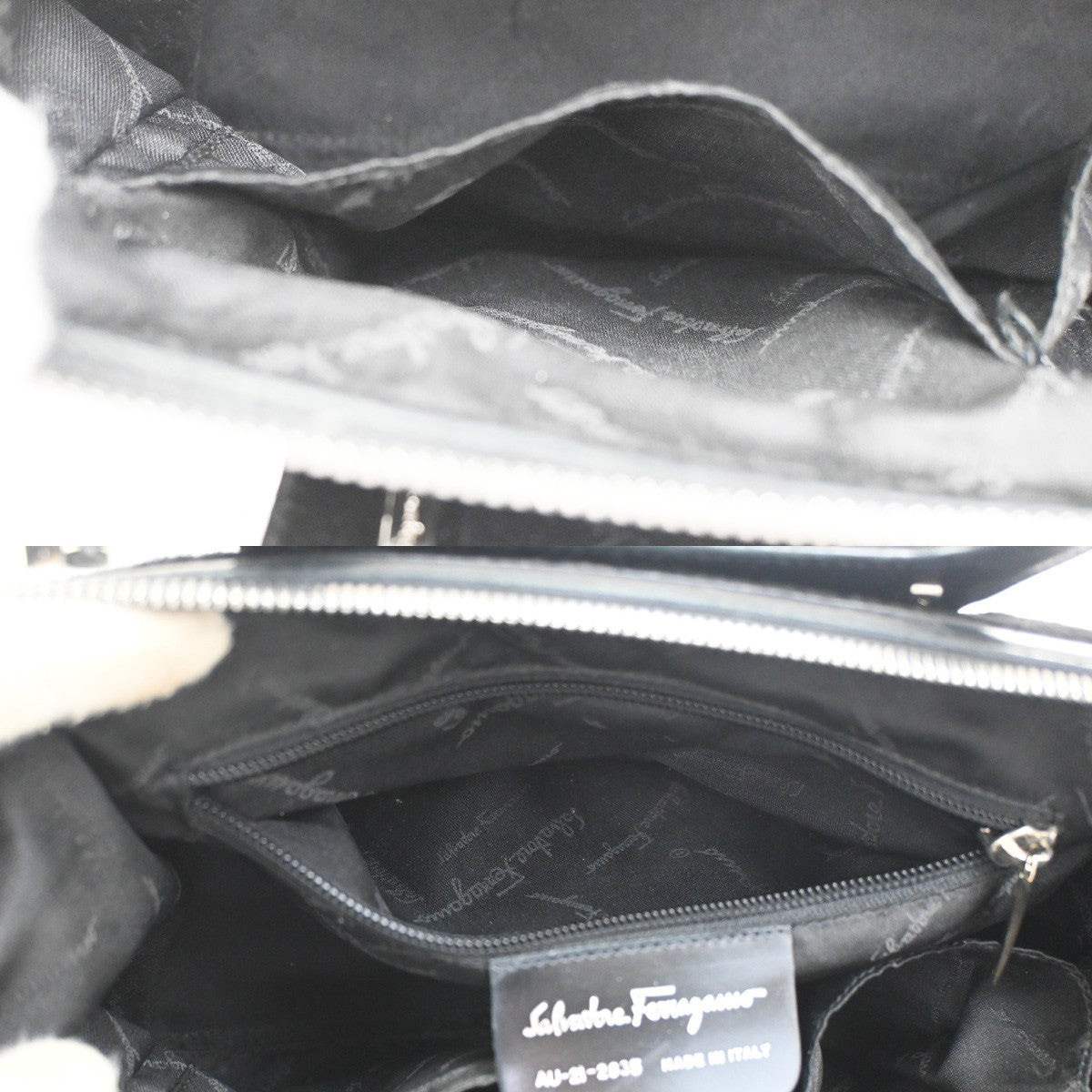 SALVATORE FERRAGAMO Logo 2WAY Shoulder Bag Fur Leather BK SHW Italy 05KC522