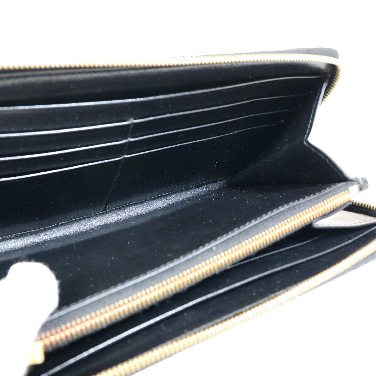 CELINE Triomphe Zip Around Long Bifold Wallet PVC Leather Black Italy 80KA275