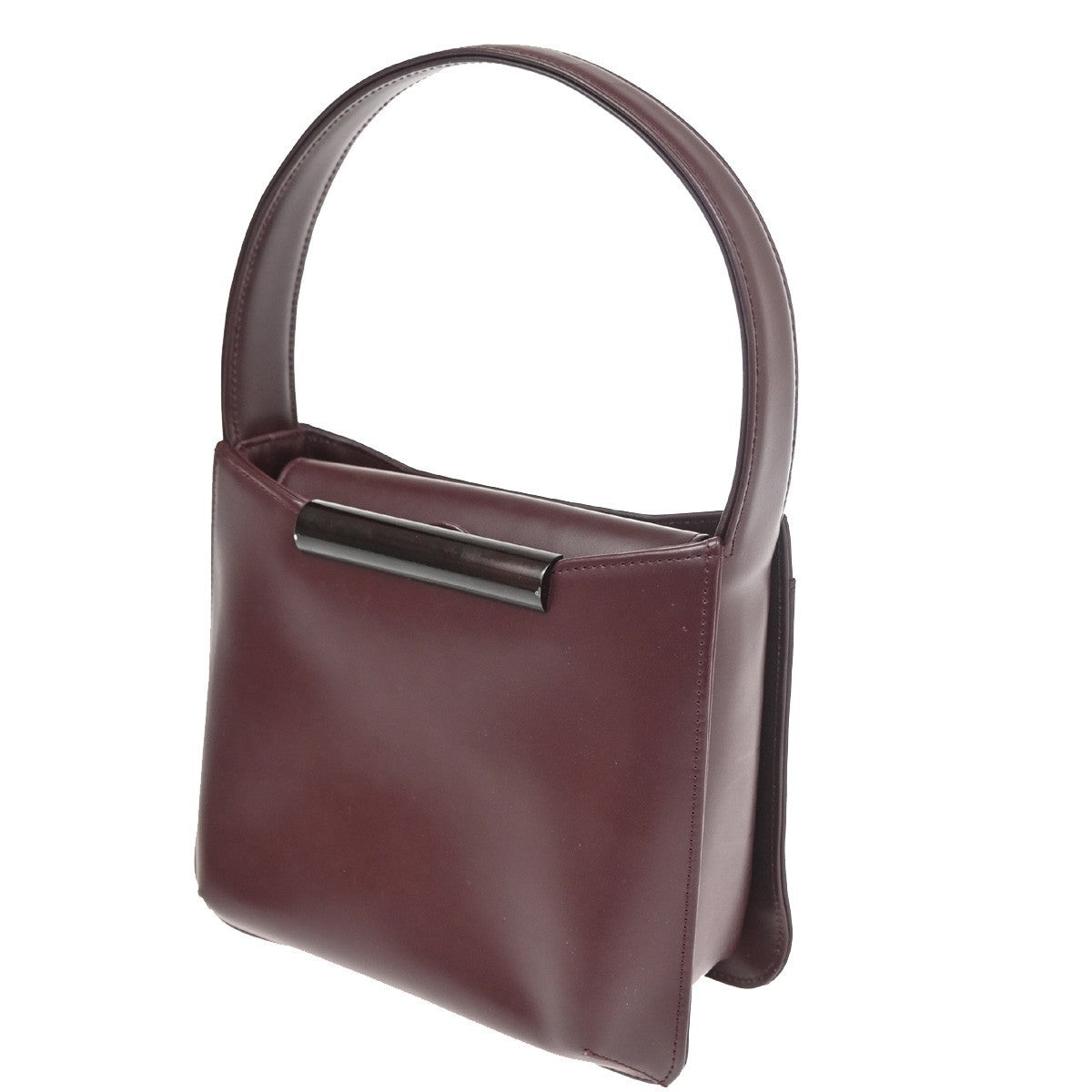 GIVENCHY Logo Top Handle Hand Bag Leather Canvas Burgundy 05KC527
