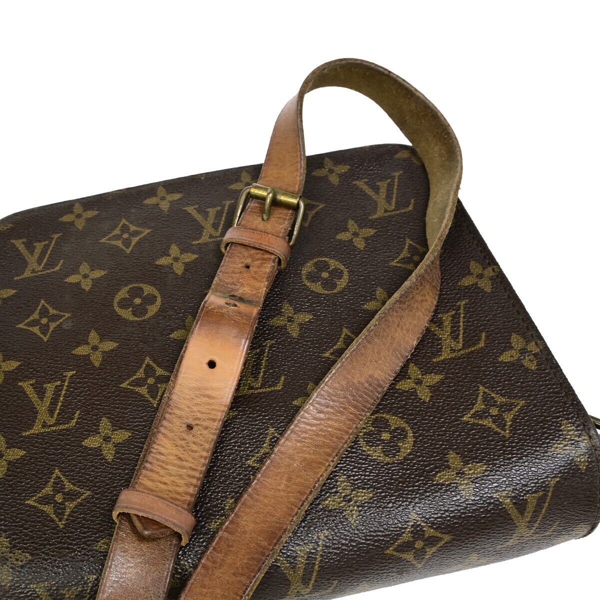 LOUIS VUITTON Cartouchiere MM Shoulder Bag Monogram Leather Brown M51253 68HC030