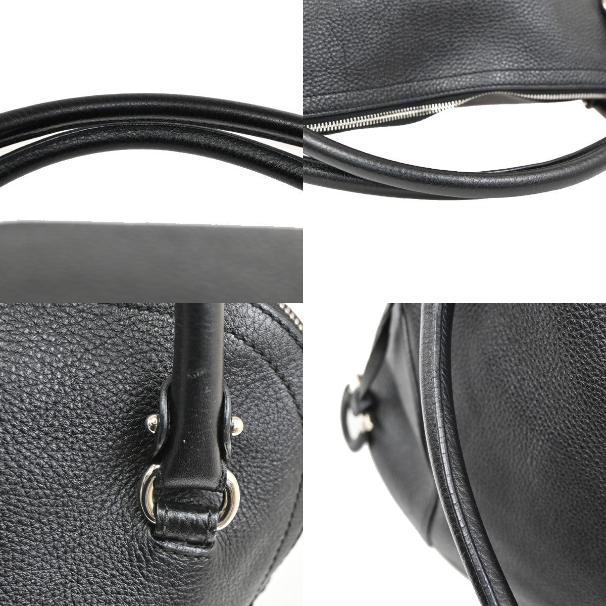 SALVATORE FERRAGAMO Logo Gancini Shoulder Hand Bag Leather Black 30TA292
