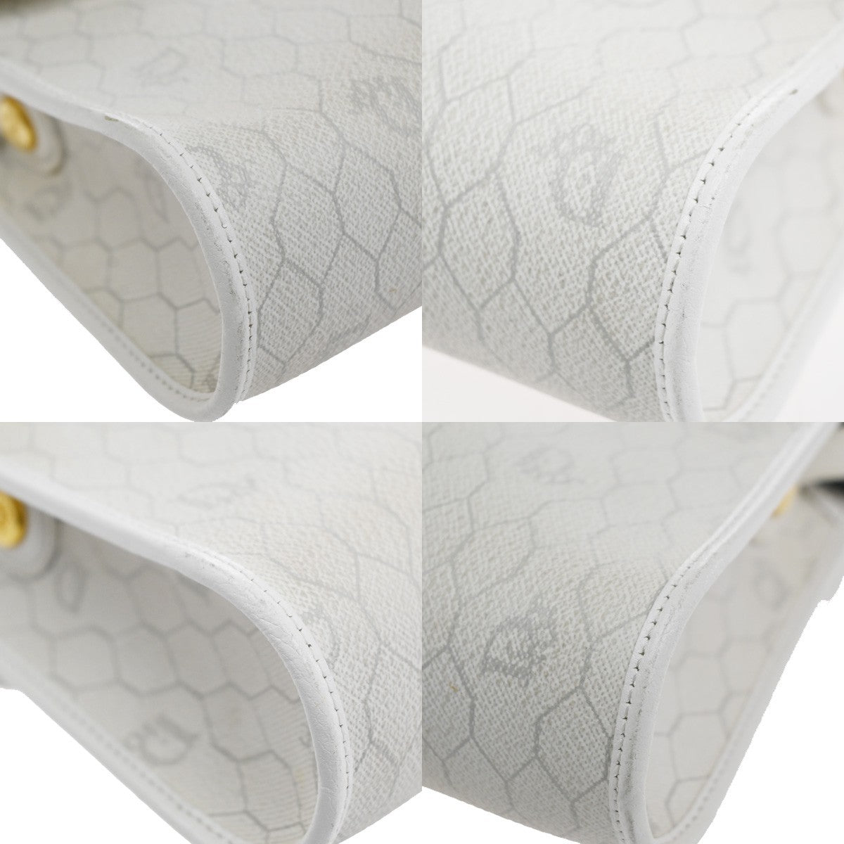 CHRISTIAN DIOR Honeycomb pattern Shoulder Bag PVC Leather White France 30MA503