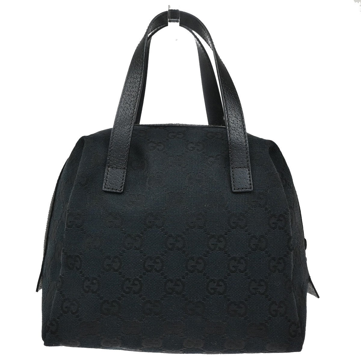 GUCCI GG Logo Pattern Shoulder Bag Canvas Leather Black Gold Italy 32KB494