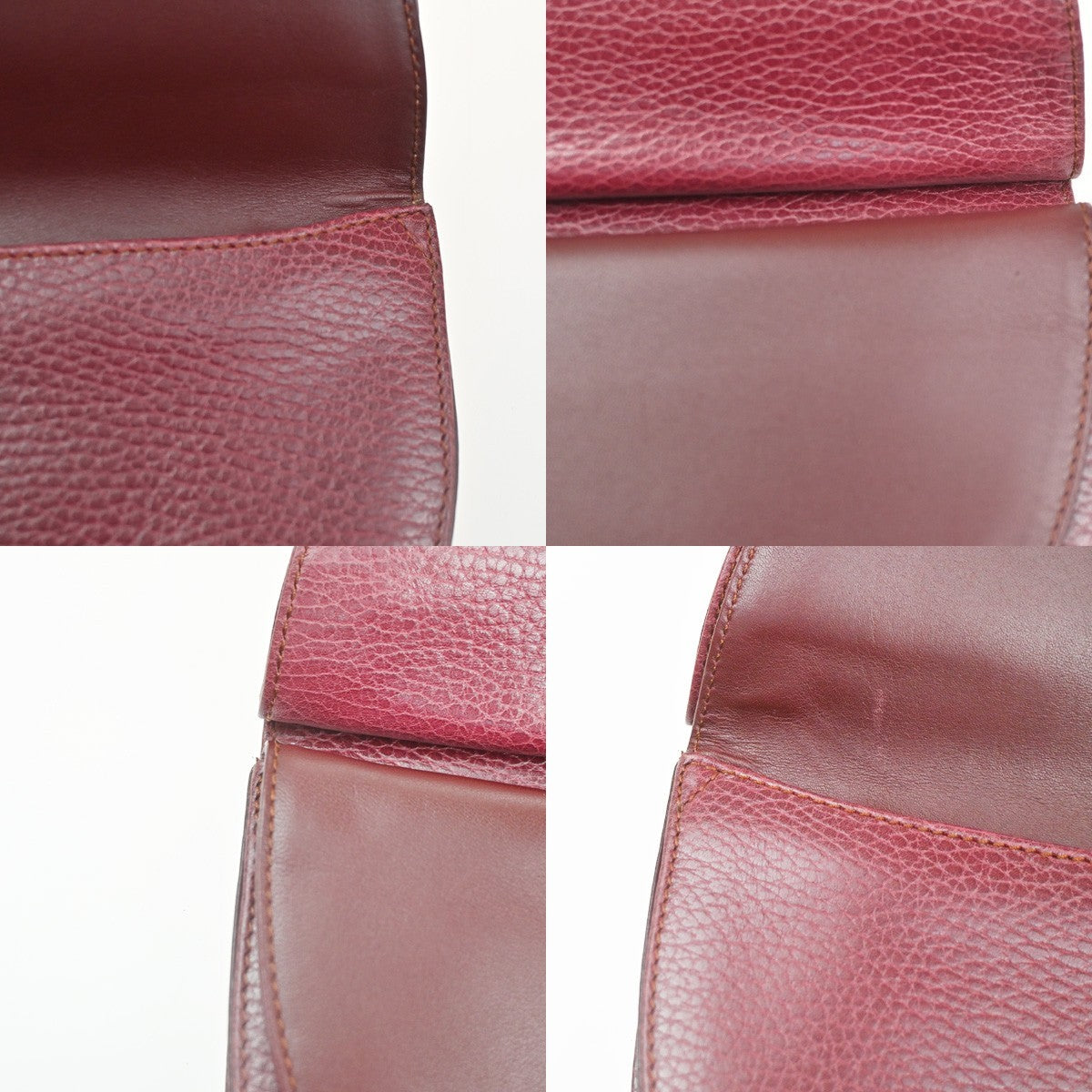 MUST DE CARTIER 2C Logo Shoulder Hand Bag Leather Red Burgundy GHW Spain 36CA740