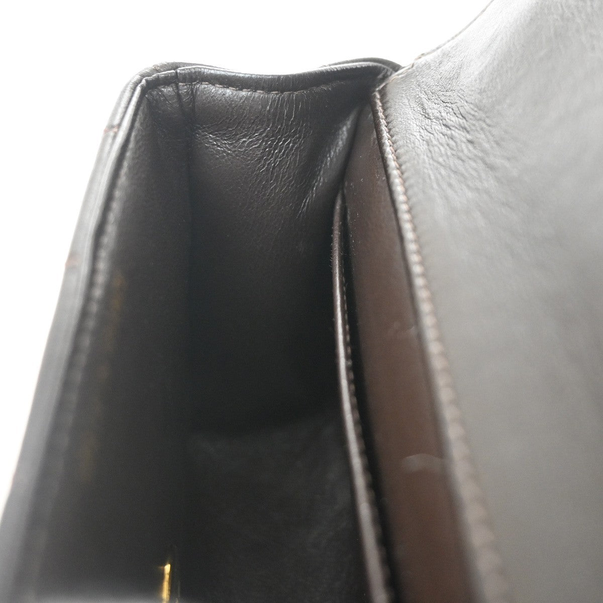 CHANEL CC Logo Mini Top Handle Matelasse Hand Bag Leather Brown France 865RL909