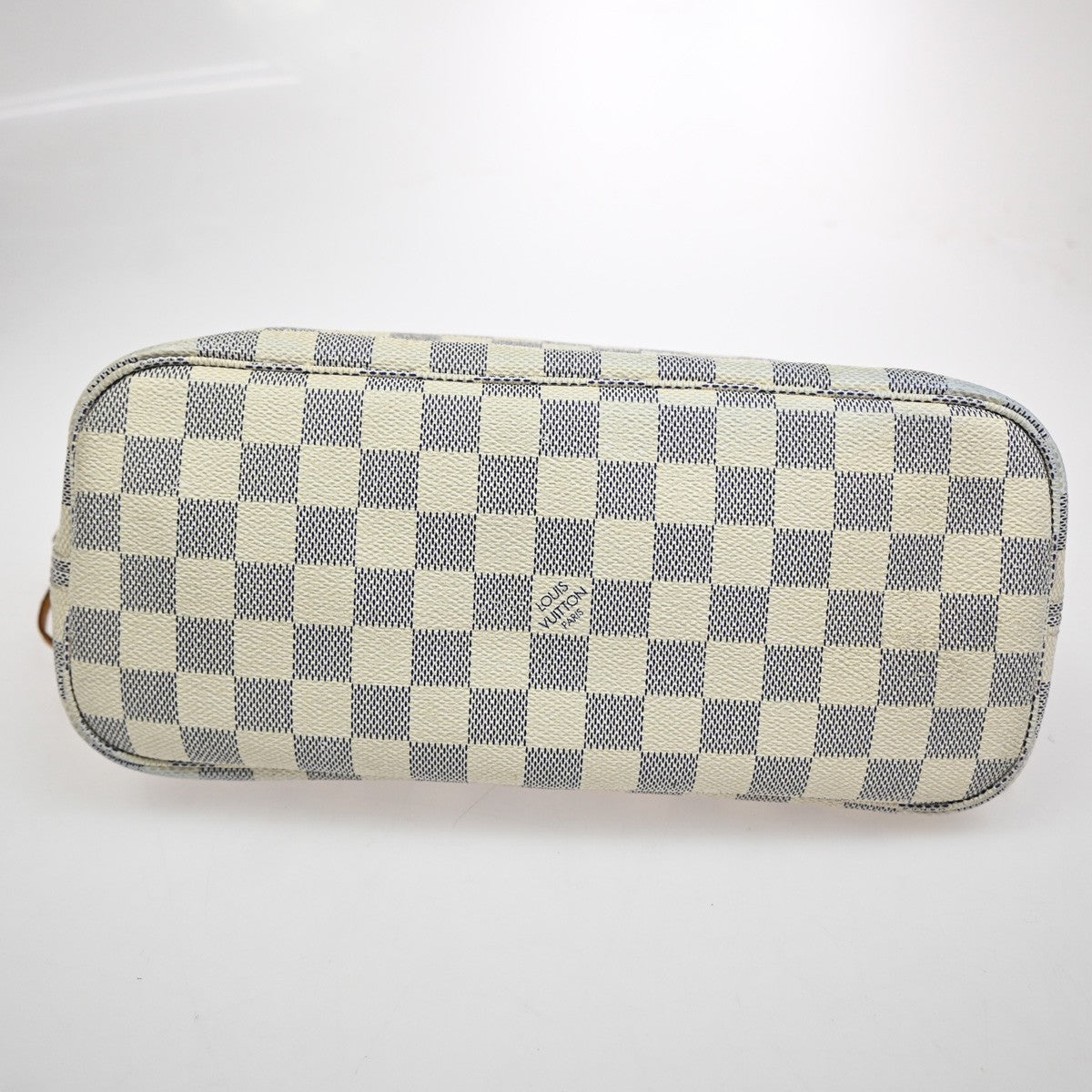 LOUIS VUITTON Neverfull PM Shoulder Tote Bag Damier Azur Leather N51110 74KB806