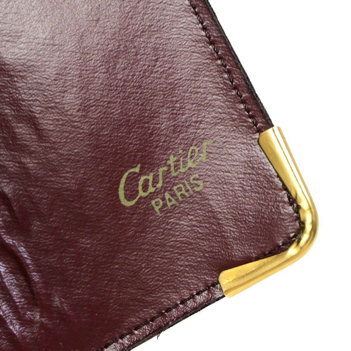 CARTIER 2C Logo 4 Hooks Bifold Key Case Leather Bordeaux Gold 08EB577