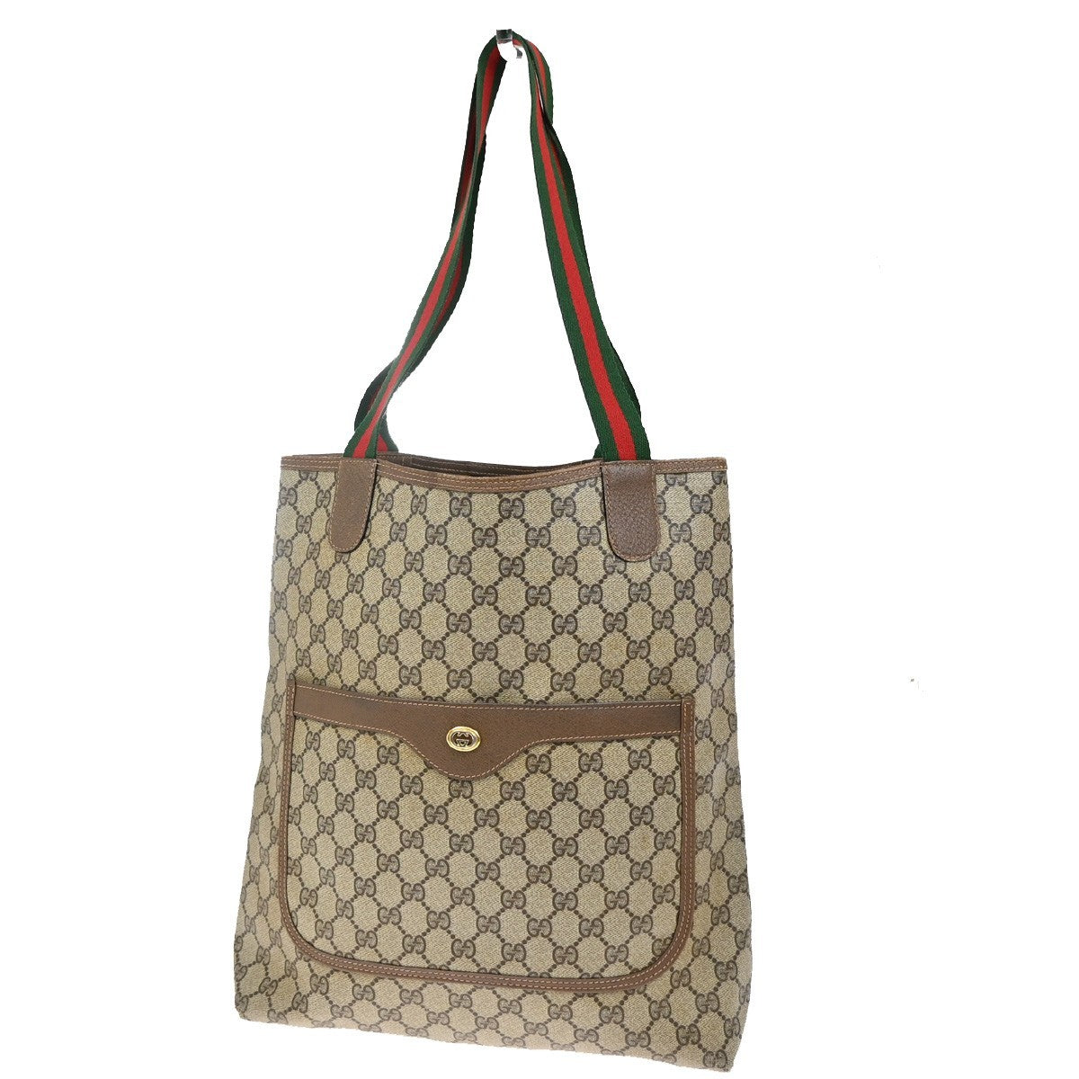 GUCCI Logo Sherry GG Pattern Shoulder Bag PVC Leather Brown Gold Italy 04YH816