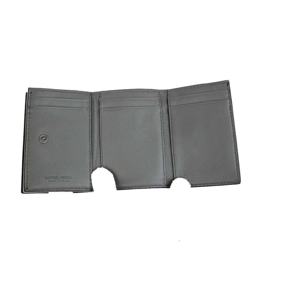 BOTTEGA VENETA INTRECCIATO Trifold Wallet Purse Leather Black Italy 31FB313