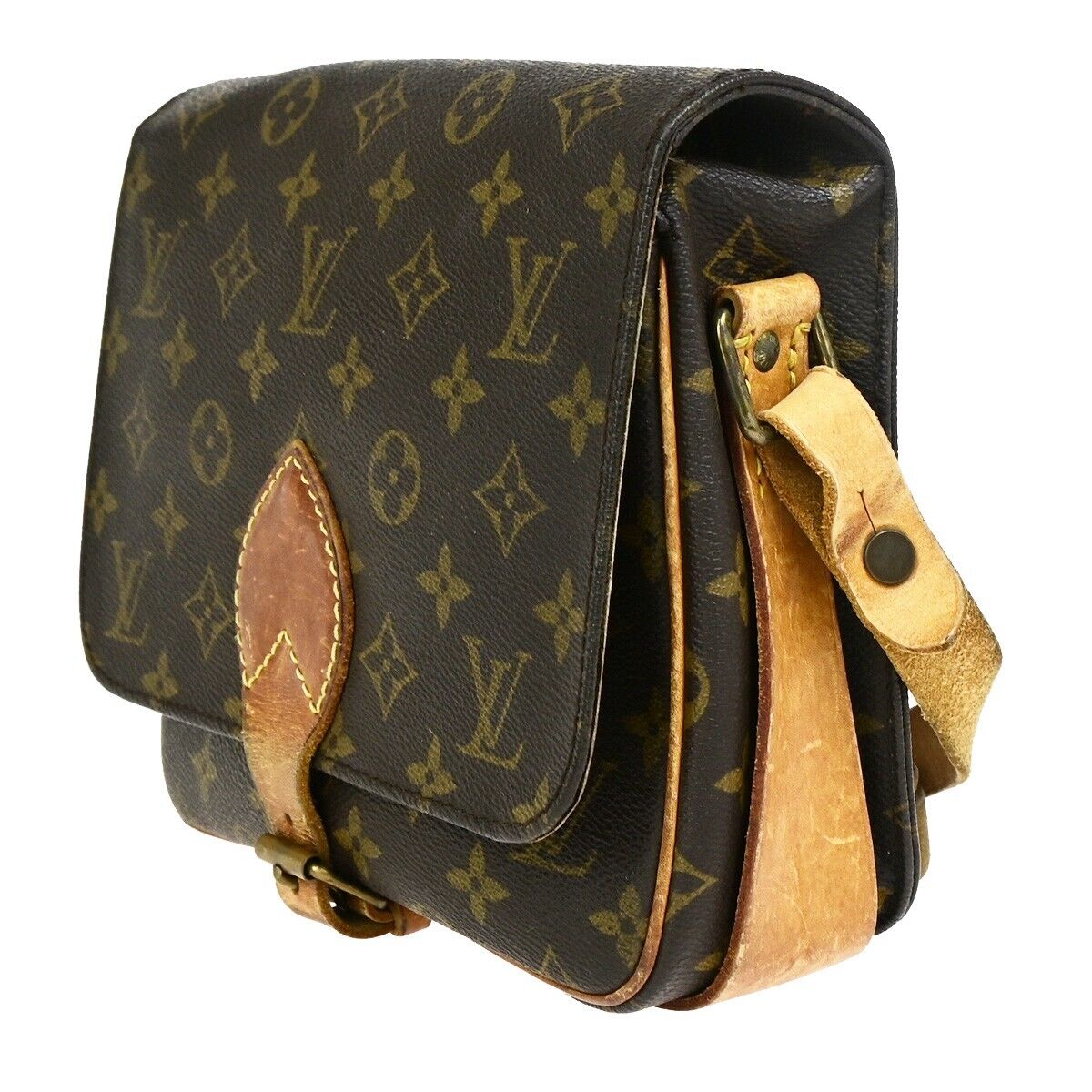 LOUIS VUITTON Cartouchiere MM Shoulder Bag Monogram Leather Brown M51253 30FB216
