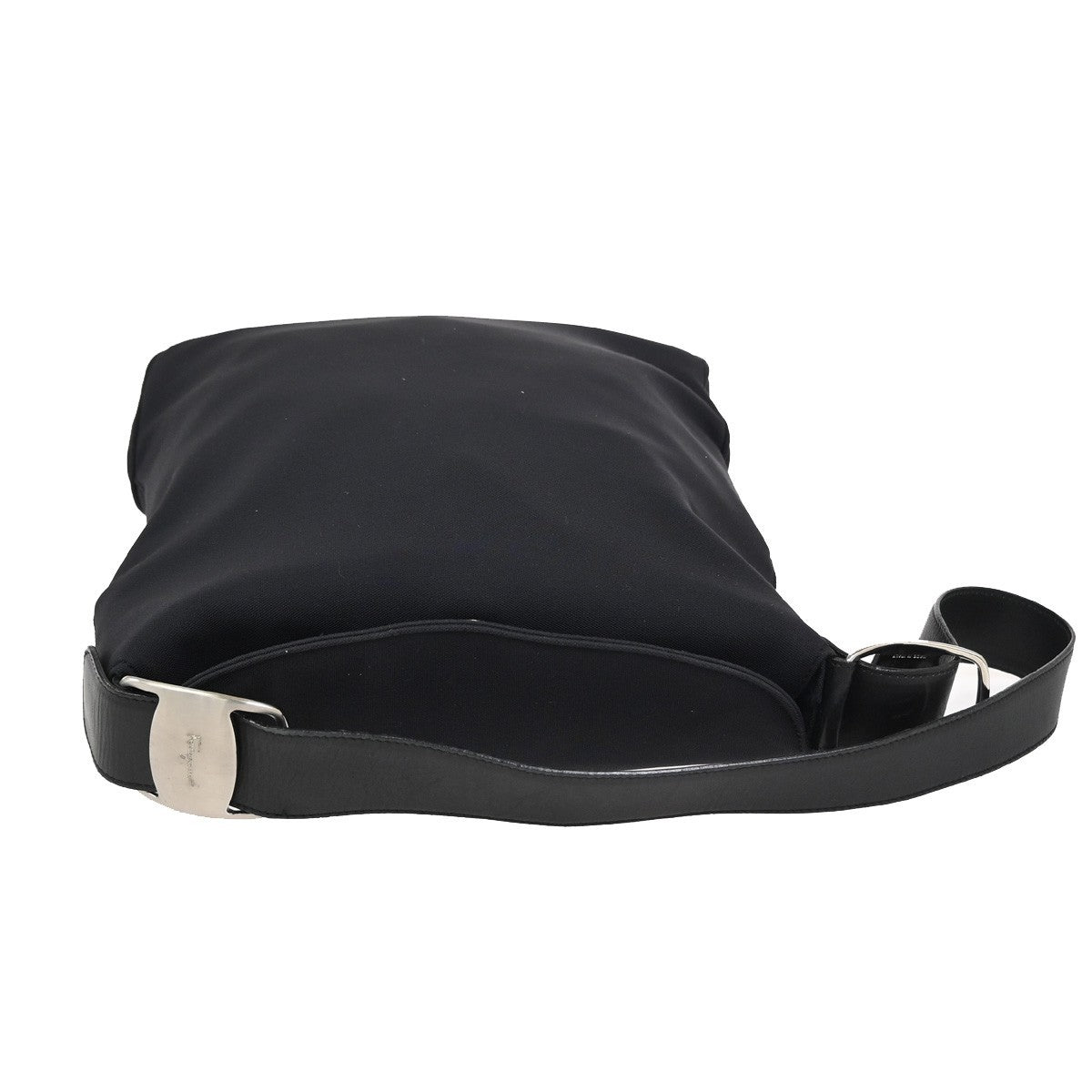 SALVATORE FERRAGAMO Logo Vara Tote Shoulder Bag Nylon Leather Black 67ZA239