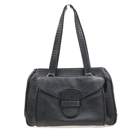 PRADA Logo Shoulder Hand Bag Leather Black GHW Italy 79MA689