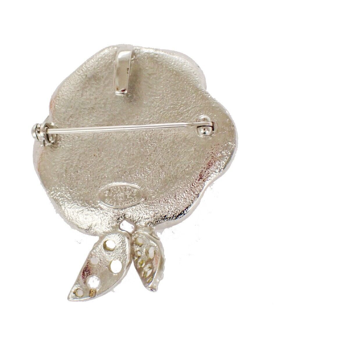 CHANEL 2 Set Earrings Brooch Rhinestone Camellia Clover 04P Clip-On SHW 16LC298