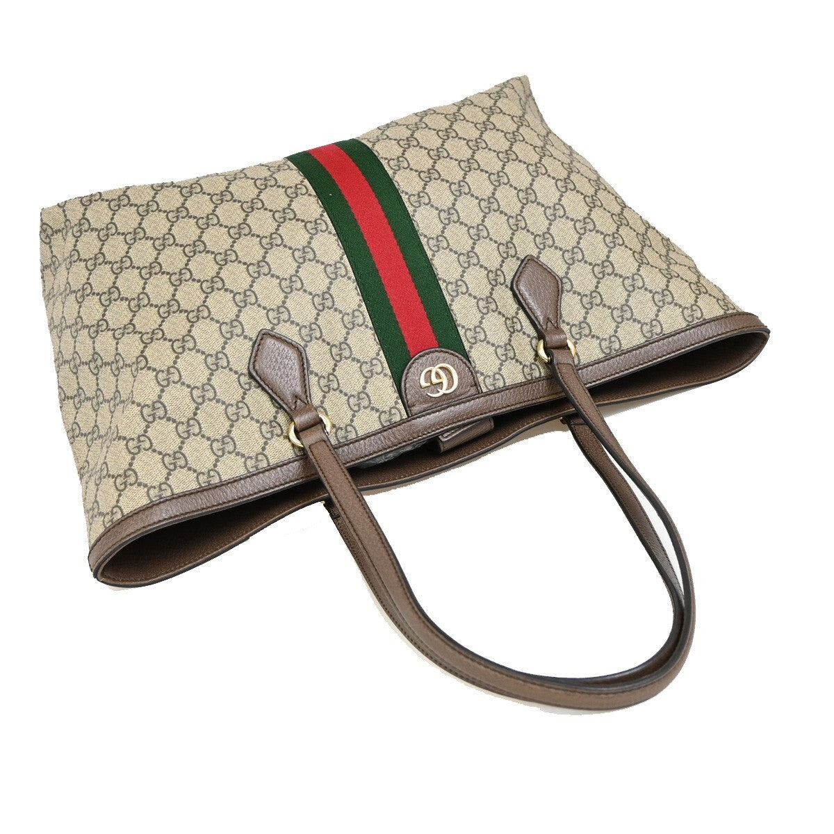 GUCCI Logo GG Pattern Ophidia Shoulder Tote Bag Supreme Leather Brown 42EE266