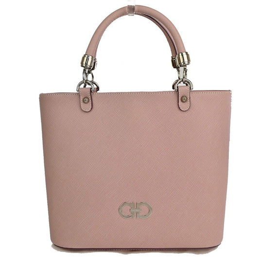 SALVATORE FERRAGAMO Gancini Hand Bag Leather Pink Silver Made in Italy 31EA709