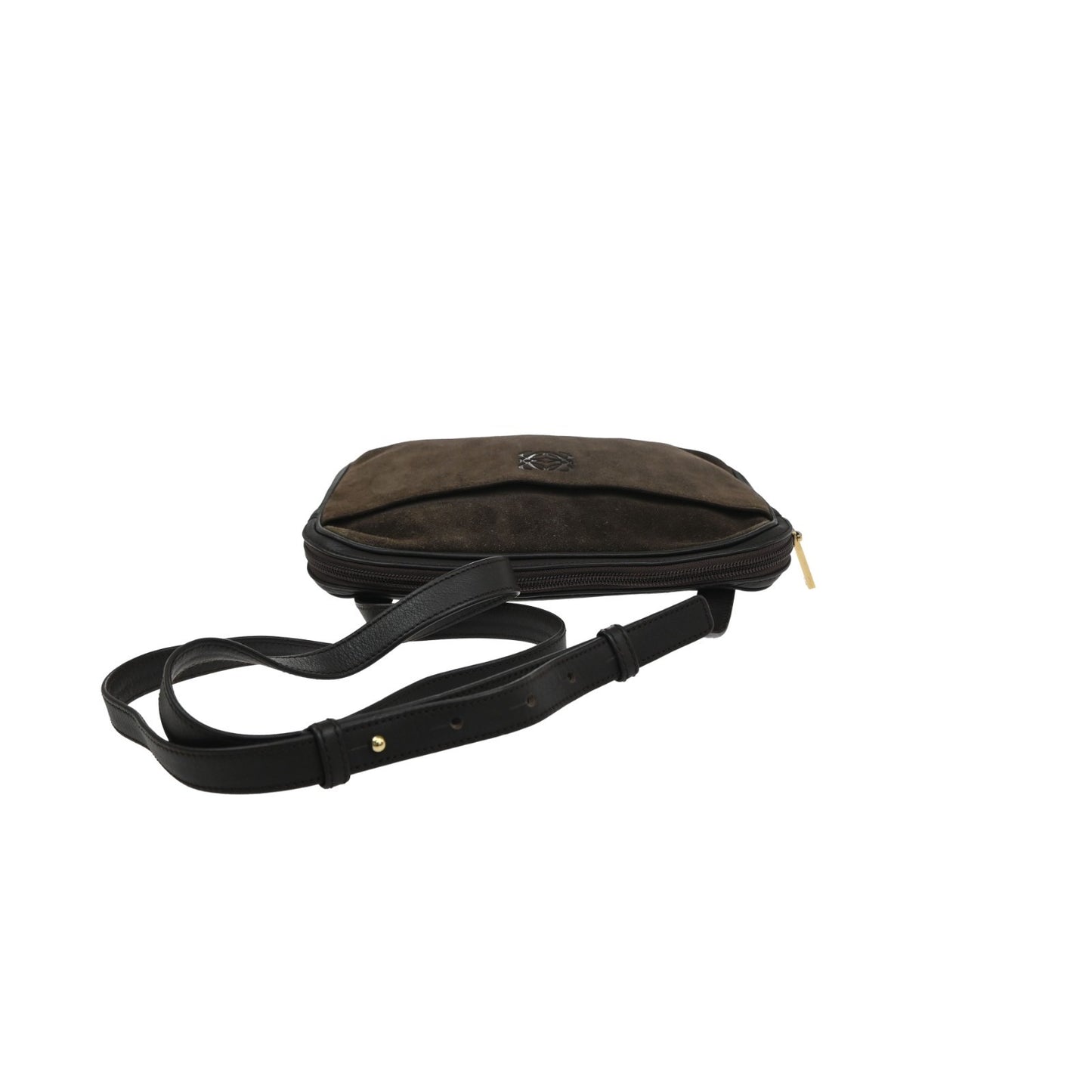 LOEWE Logo Anagram Shoulder Bag Suede Leather Brown GHW Spain 67MA665