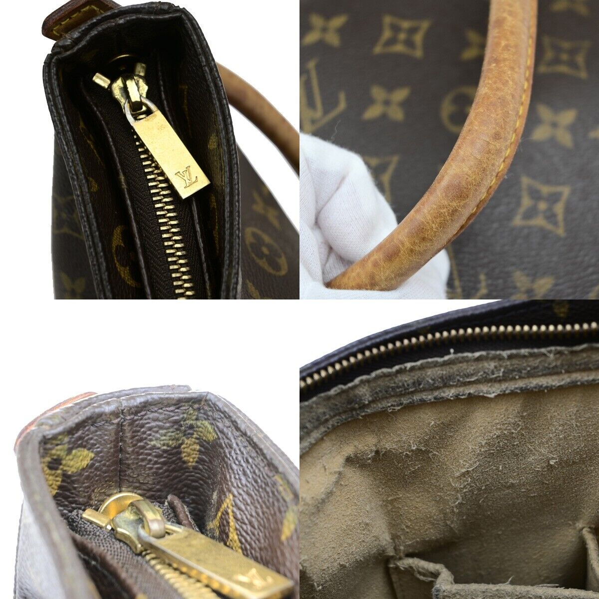 LOUIS VUITTON Looping GM Shoulder Bag Monogram Leather Brown M51145 31ED868
