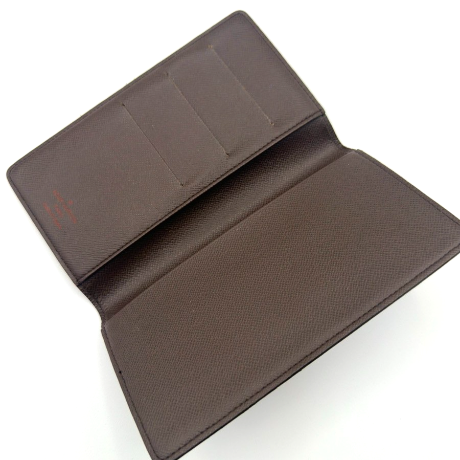 LOUIS VUITTON Agenda Poche Cover Damier Ebene Leather Brown Spain R20703 66KC966