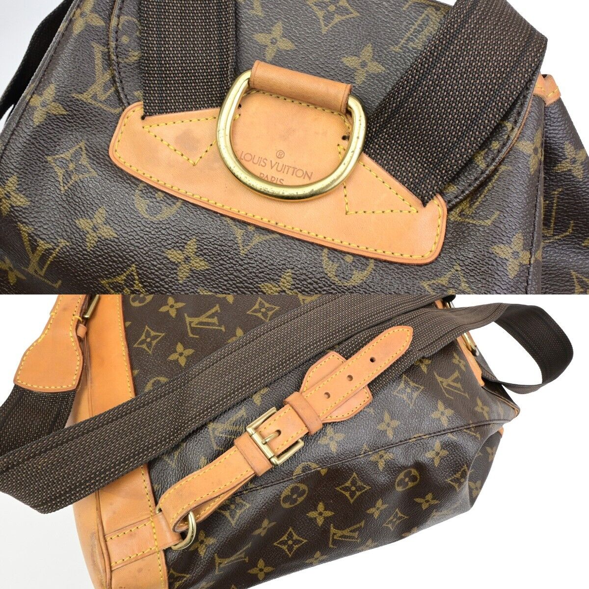 LOUIS VUITTON Montsouris GM Backpack Bag Monogram Leather Brown M51135 15ED904