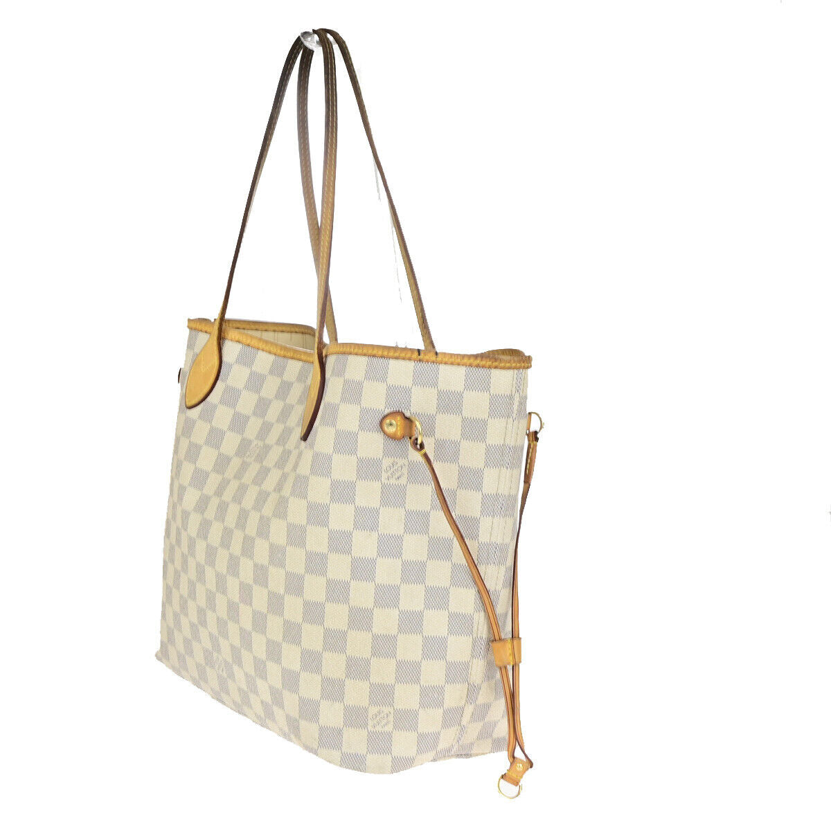 LOUIS VUITTON Neverfull MM Shoulder Tote Bag Damier Azur Leather N51107 16YG614