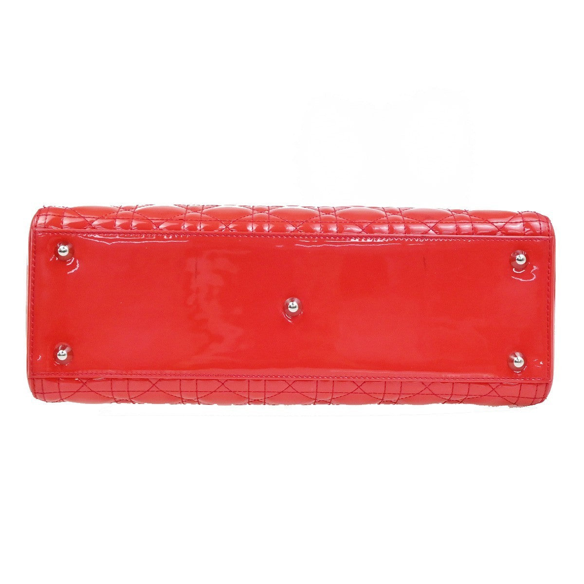 CHRISTIAN DIOR Logo Lady Cannage Hand Bag Patent Leather Red SHW Italy 46RL838