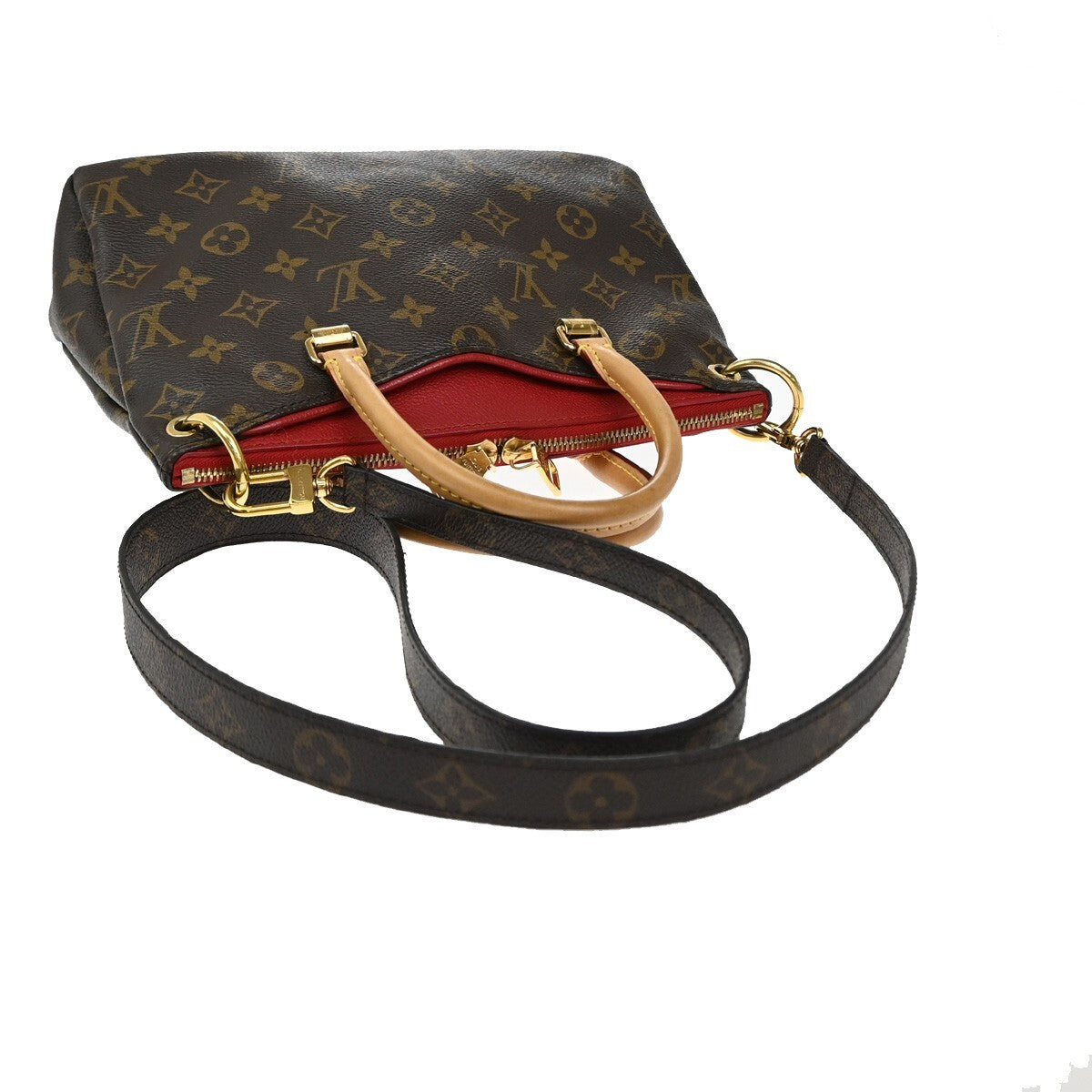 LOUIS VUITTON Pallas BB 2Way Hand Bag Monogram Leather Brown Red M41241 681EE132